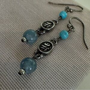 Silpada 925 Sterling Silver Drop Earrings Turquoise & Aquamarine Bohemian style